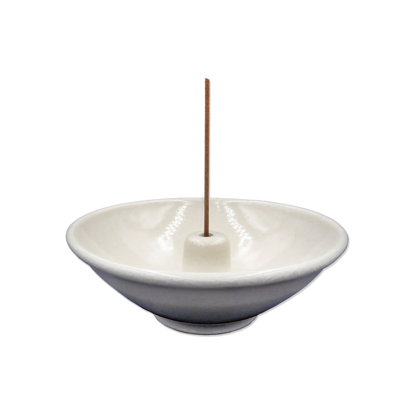Shoyeido Ceramic Wheel Round Incense Holder Ivory White