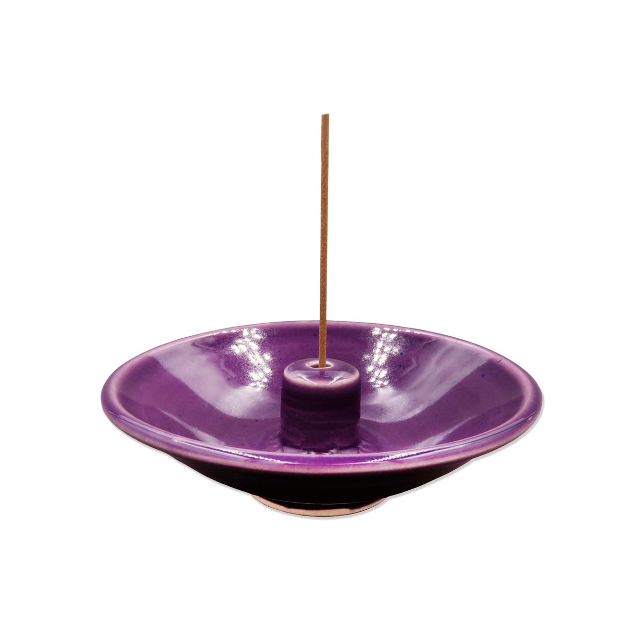 Shoyeido Ceramic Wheel Round Incense Holder Plum