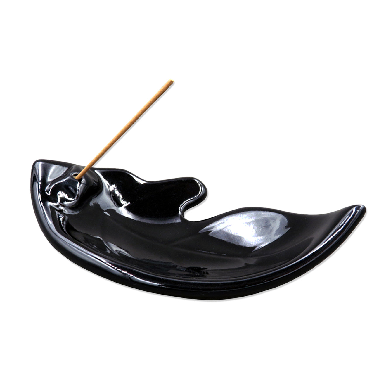 Shoyeido Ceramic Leaf Incense Holder Obsidian