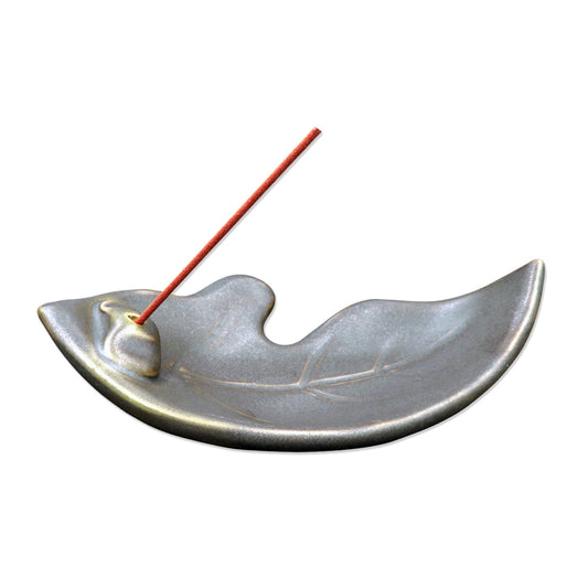 Shoyeido Ceramic Leaf Incense Holder Iron Crystal