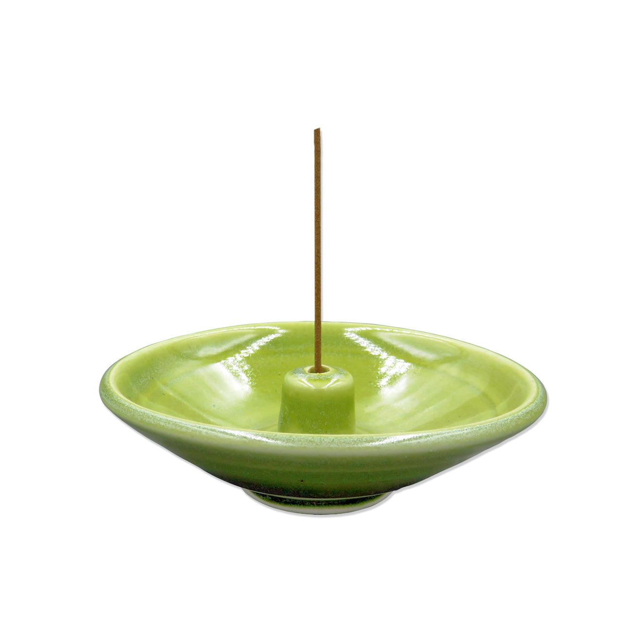 Shoyeido Ceramic Wheel Round Incense Holder Olive