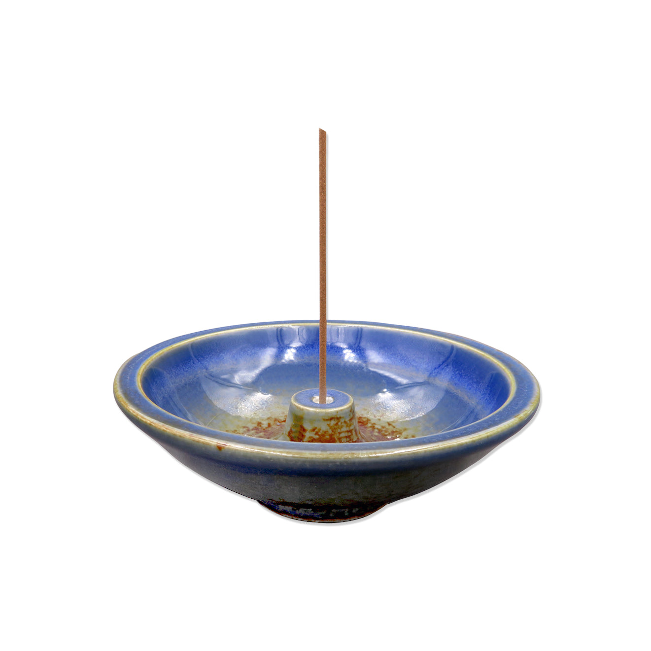 Shoyeido Ceramic Wheel Round Incense Holder Denim