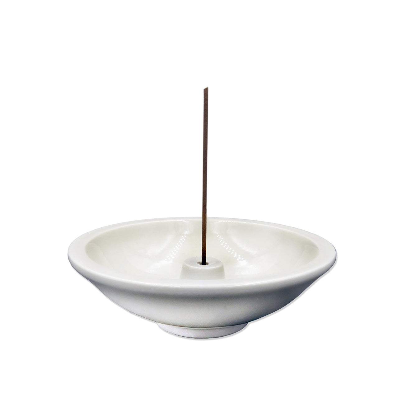 Shoyeido Ceramic Wheel Round Incense Holder Frost White