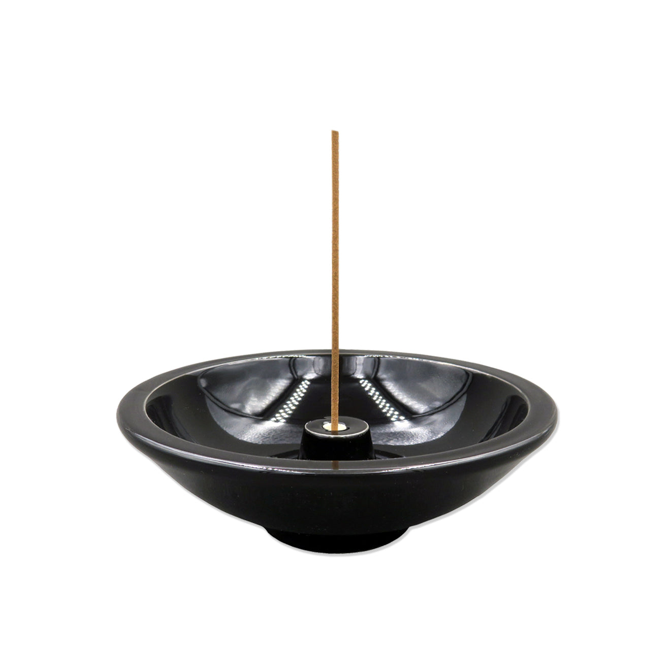 Shoyeido Ceramic Wheel Round Incense Holder Ebony Black