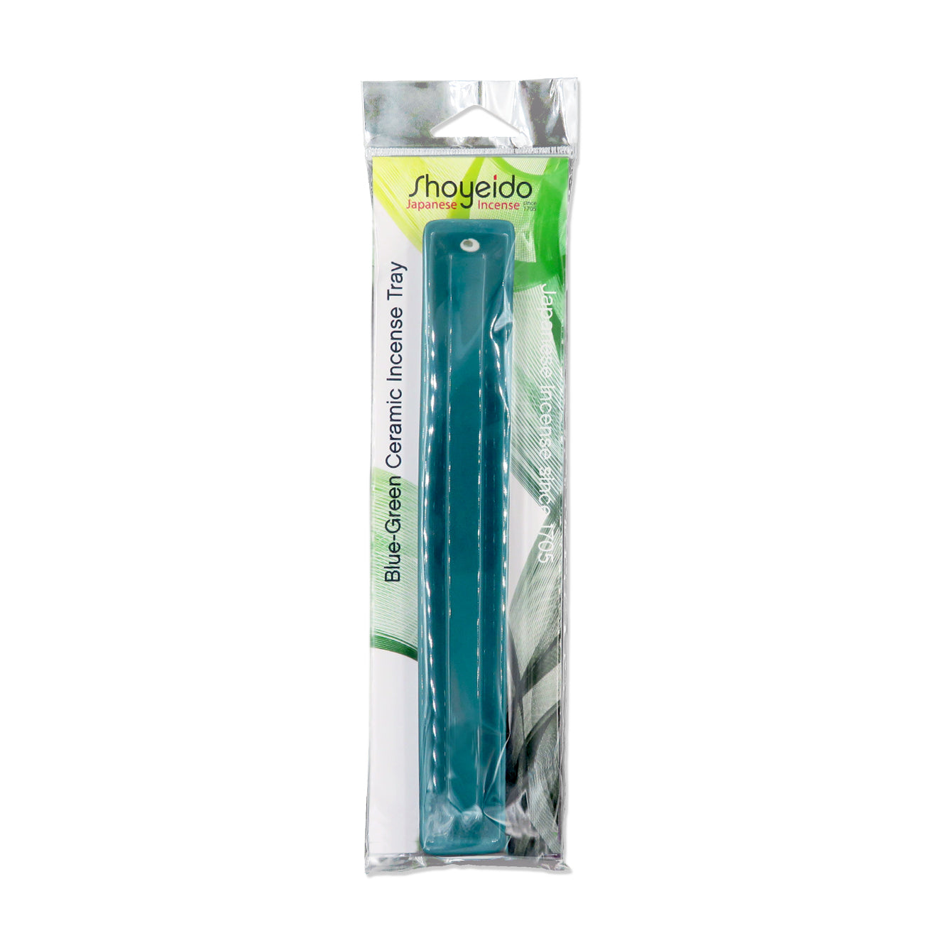 Shoyeido Ceramic Tray Incense Holder Blue-Green in package