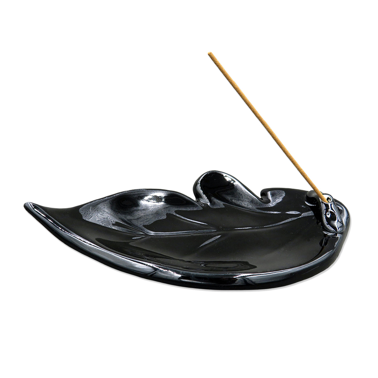 Shoyeido Ceramic Leaf Incense Holder Ebony Black