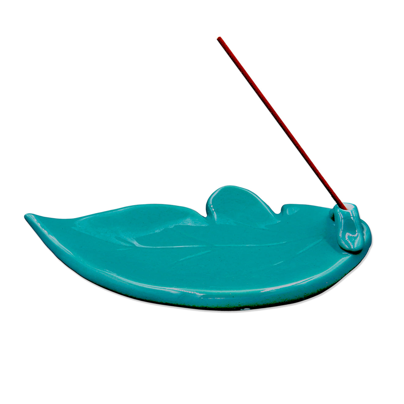 Shoyeido Ceramic Leaf Incense Holder Blue-Green
