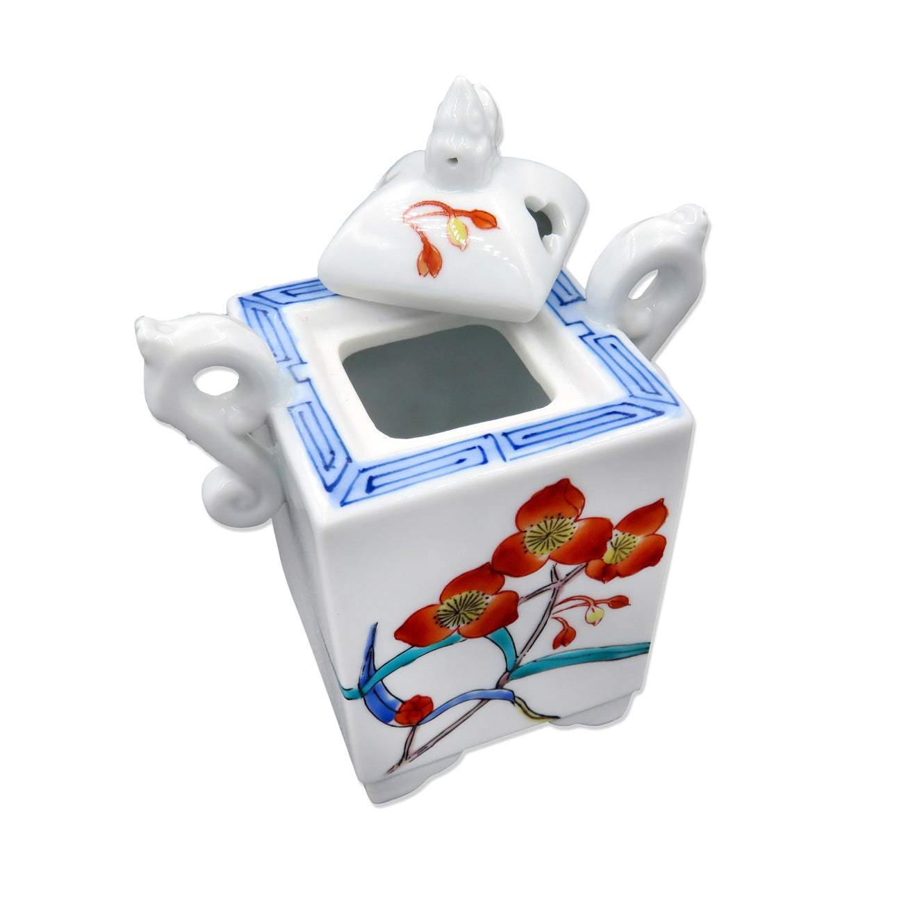 Shoyeido Square White Nabeshima-yaki Incense Burner top