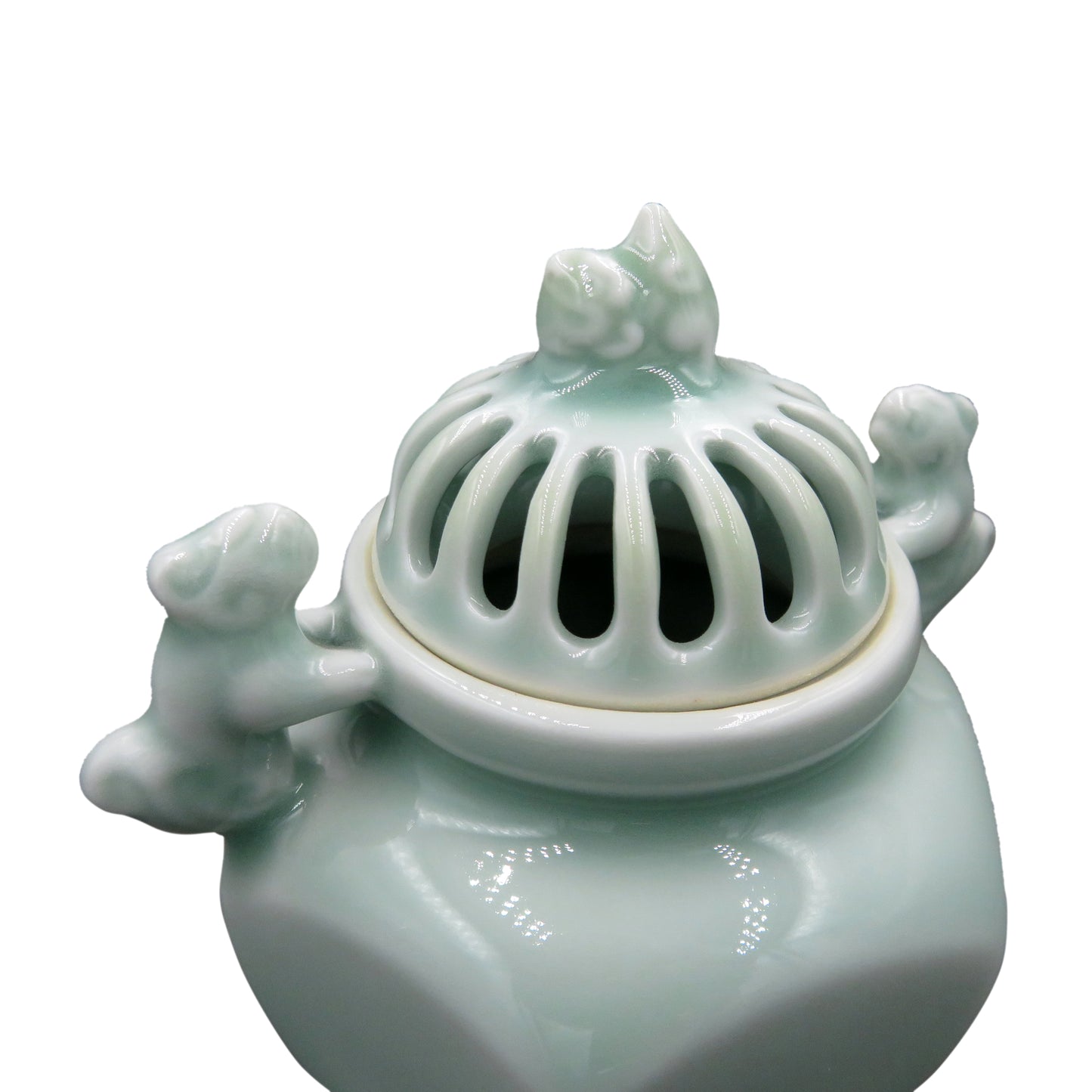 Shoyeido Hexagonal Celadon Incense Burner Nabeshima-yaki top