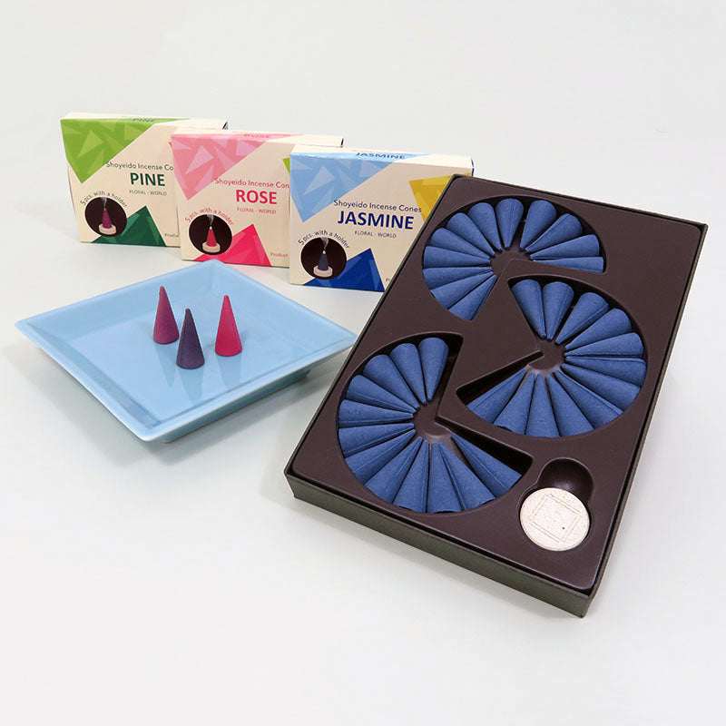 A collection of floral world incense cones from Shoyeido