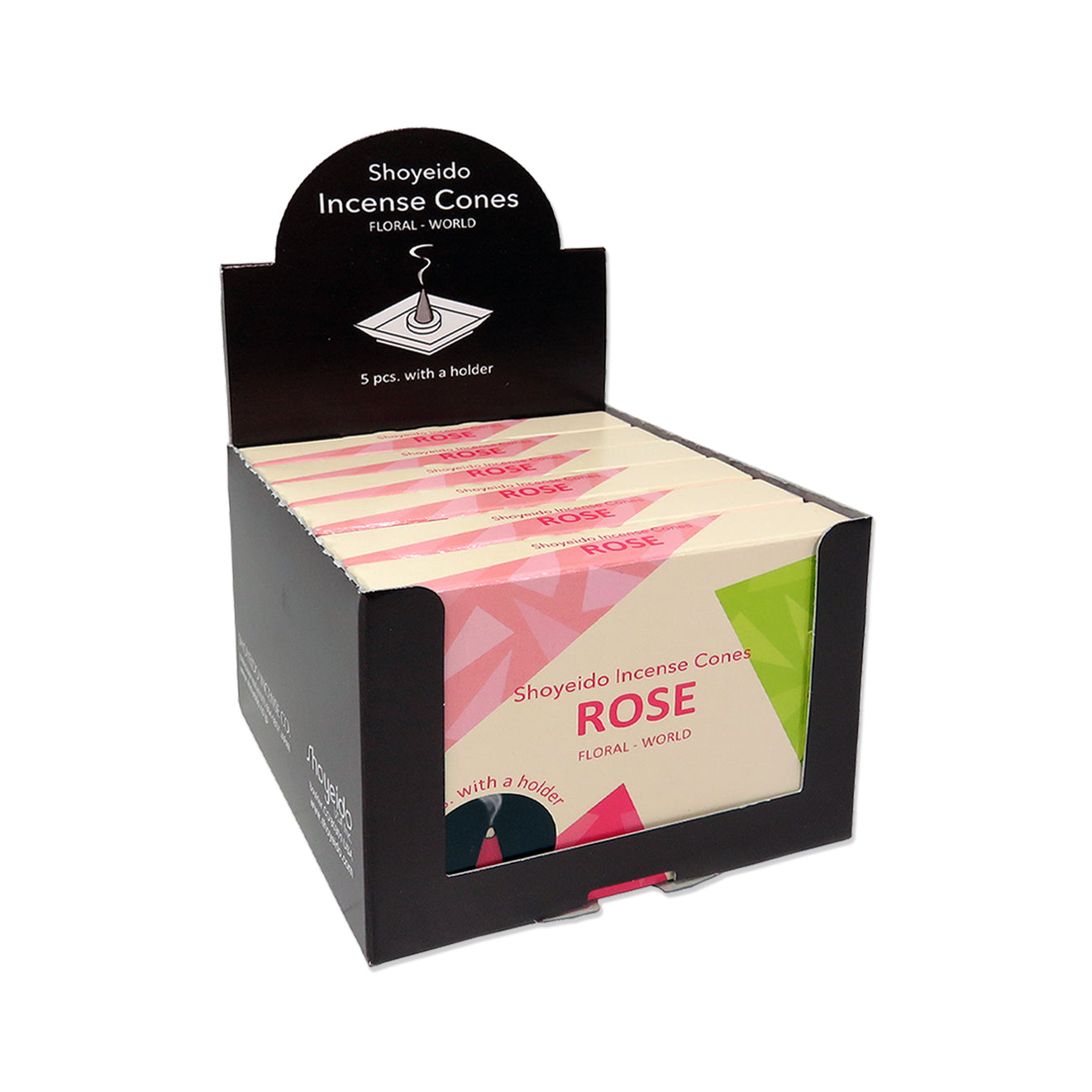 Shoyeido's Floral World Incense Cones Rose 6 5-count packs